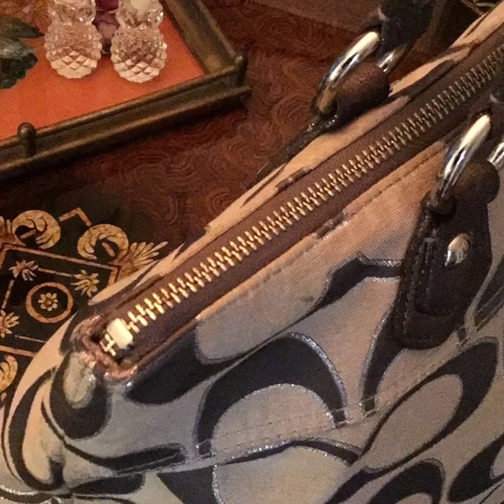 Coach Poppy Gray & Silver Tote Handbag